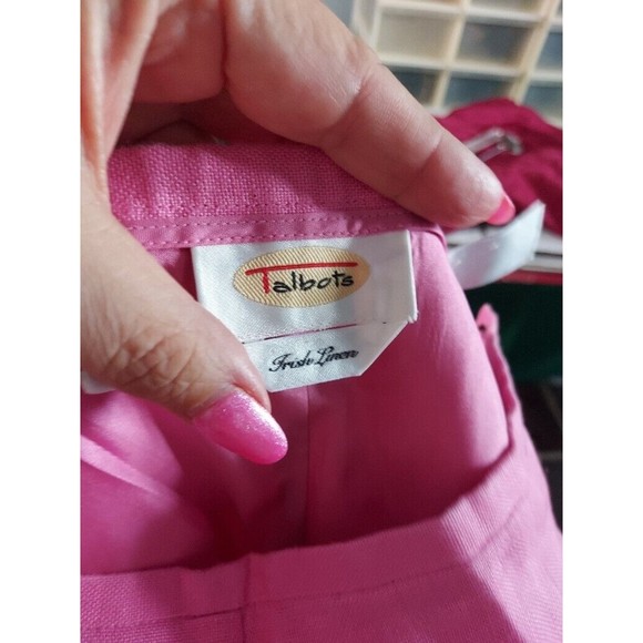 TALBOTS Barbie Pink Irish Linen side Zip Pants Size 12 - Picture 8 of 9
